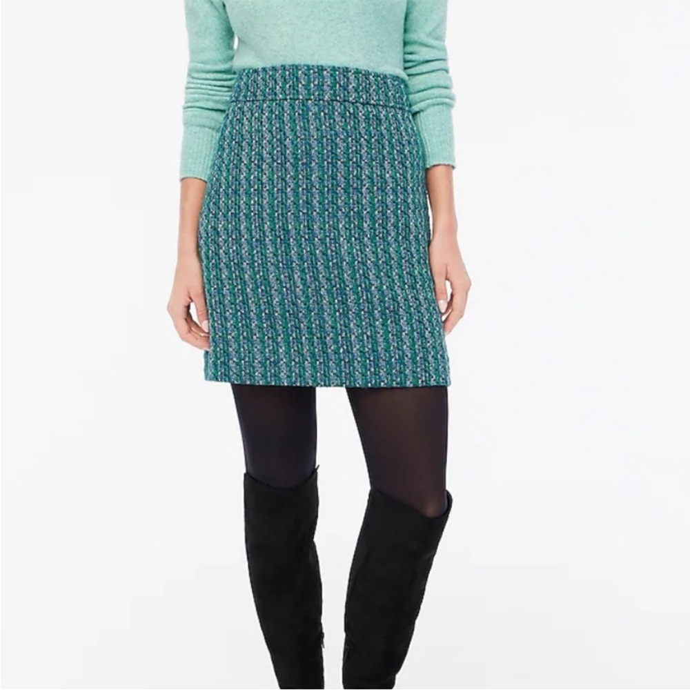 J.Crew Tweed A-line mini skirt blue and green‎ size- 6